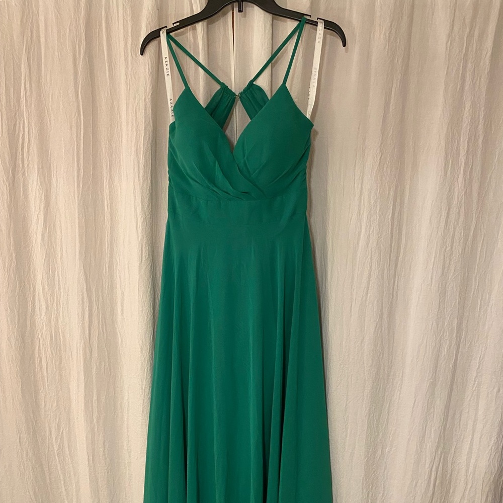 Azazie green halter formal dress with tags